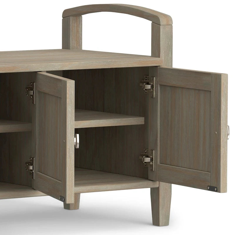 Panca contenitore per ingresso in legno massello, larga 112 cm - Larga 112 cm