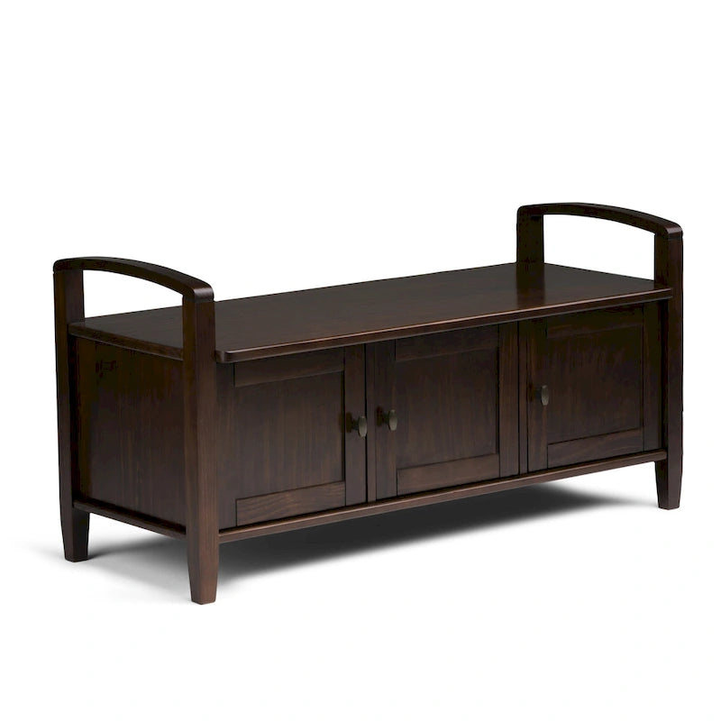 Panca contenitore per ingresso in legno massello, larga 112 cm - Larga 112 cm