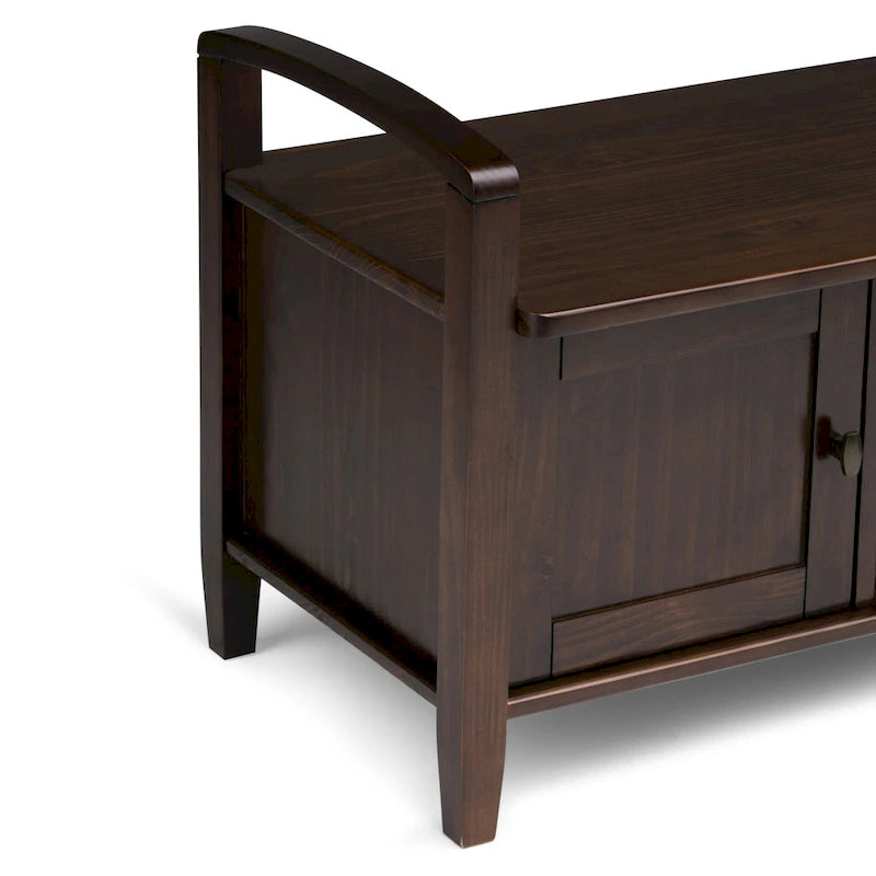 Panca contenitore per ingresso in legno massello, larga 112 cm - Larga 112 cm