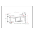 Panca contenitore per ingresso in legno massello, larga 112 cm - Larga 112 cm