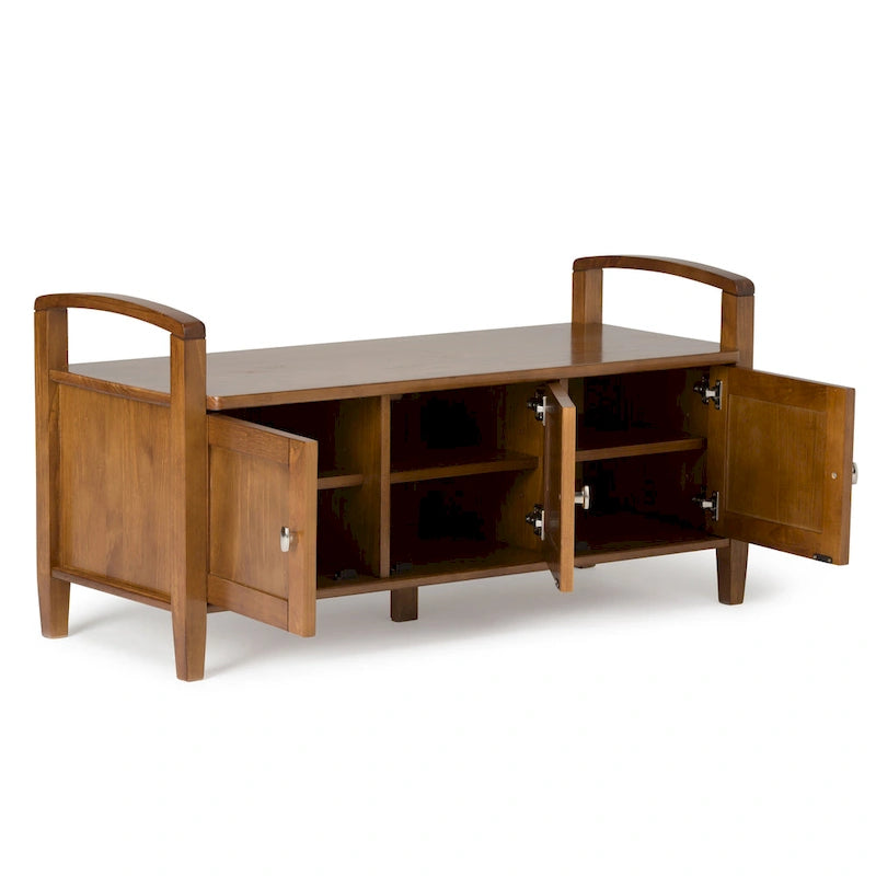 Panca contenitore per ingresso in legno massello, larga 112 cm - Larga 112 cm