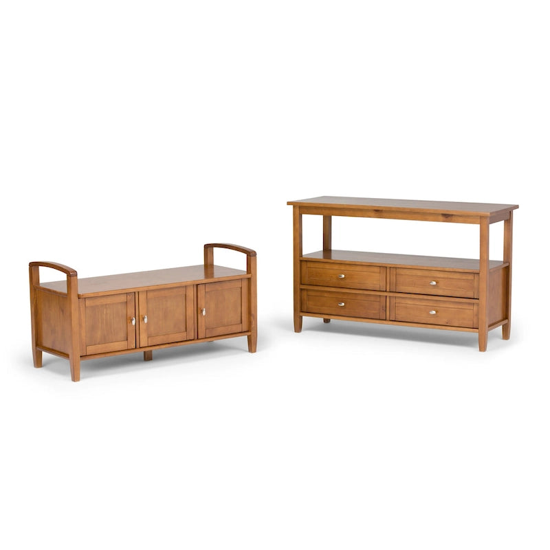 Panca contenitore per ingresso in legno massello, larga 112 cm - Larga 112 cm