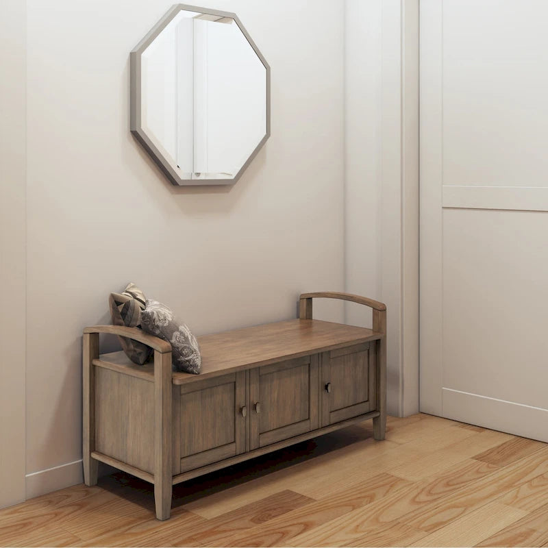 Panca contenitore per ingresso in legno massello, larga 112 cm - Larga 112 cm