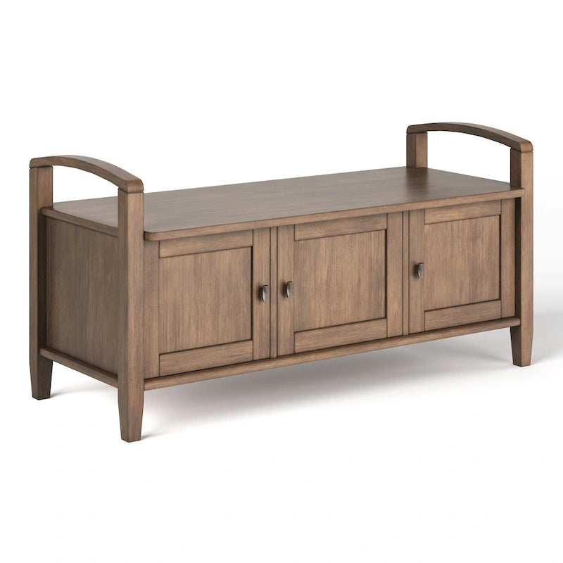 Panca contenitore per ingresso in legno massello, larga 112 cm - Larga 112 cm