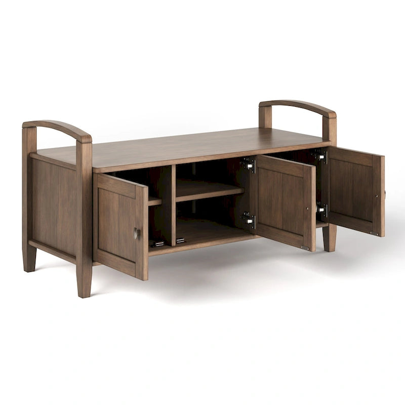 Panca contenitore per ingresso in legno massello, larga 112 cm - Larga 112 cm