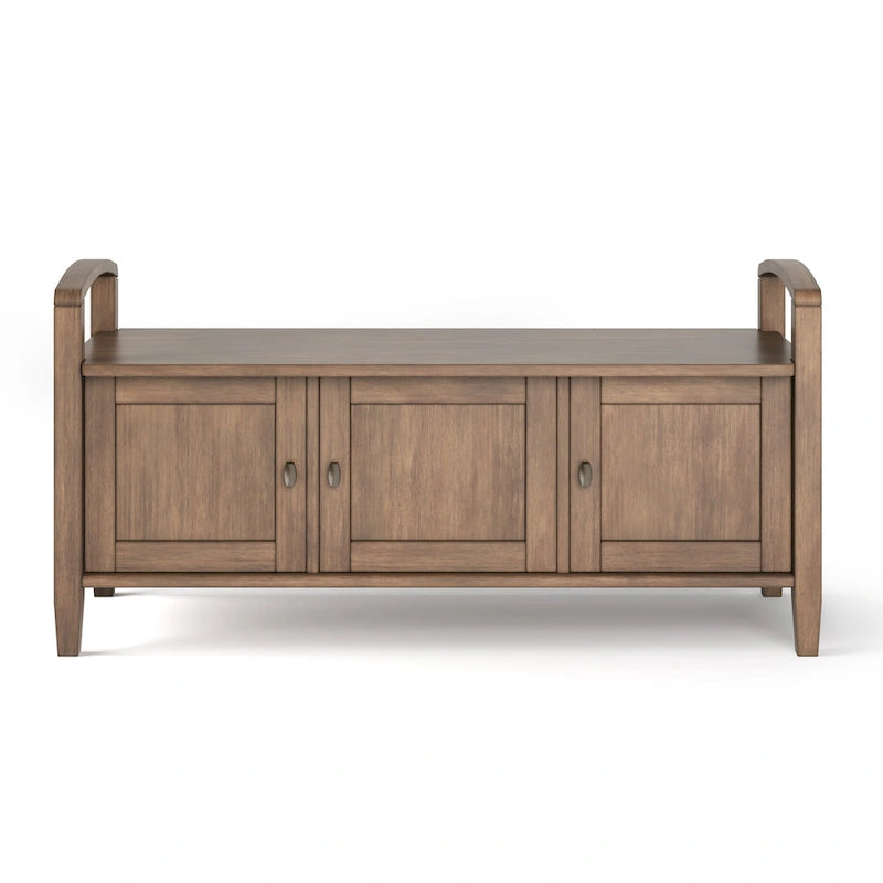 Panca contenitore per ingresso in legno massello, larga 112 cm - Larga 112 cm