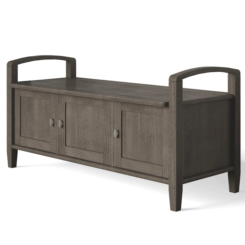 Panca contenitore per ingresso in legno massello, larga 112 cm - Larga 112 cm