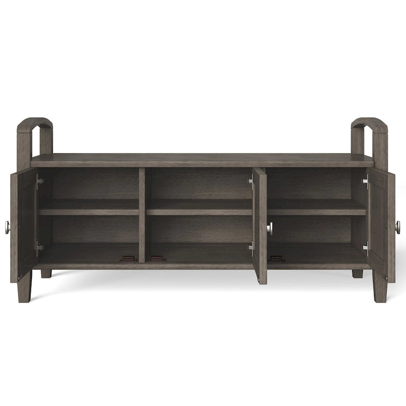 Panca contenitore per ingresso in legno massello, larga 112 cm - Larga 112 cm