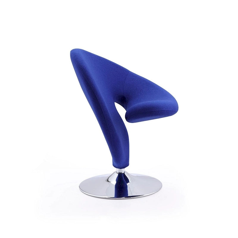 Poltrona girevole di design in misto lana cromato lucido