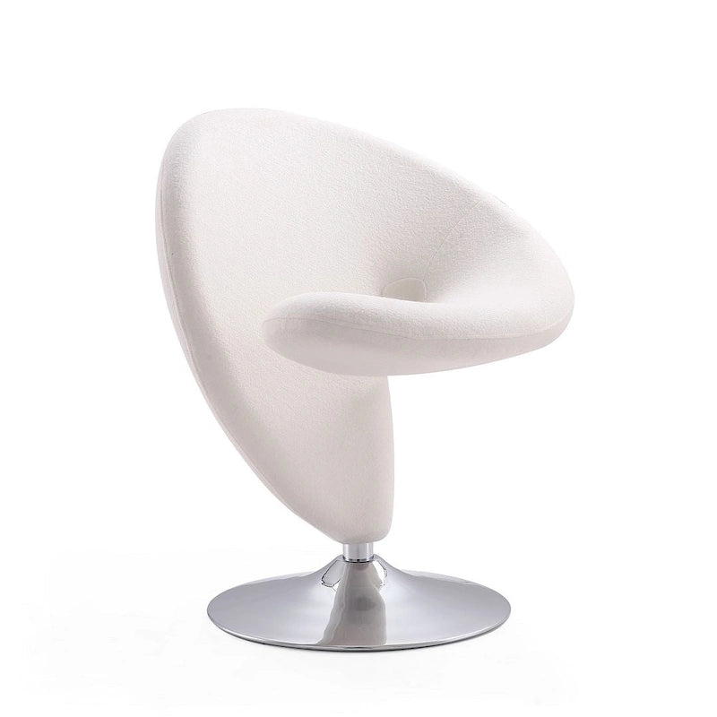 Poltrona girevole di design in misto lana cromato lucido