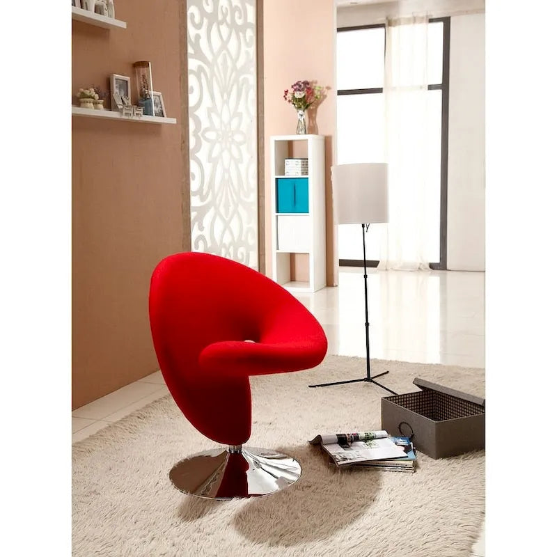 Poltrona girevole di design in misto lana cromato lucido