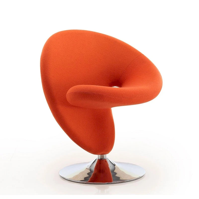 Poltrona girevole di design in misto lana cromato lucido