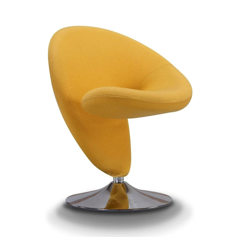 Poltrona girevole di design in misto lana cromato lucido