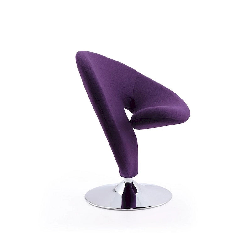 Poltrona girevole di design in misto lana cromato lucido