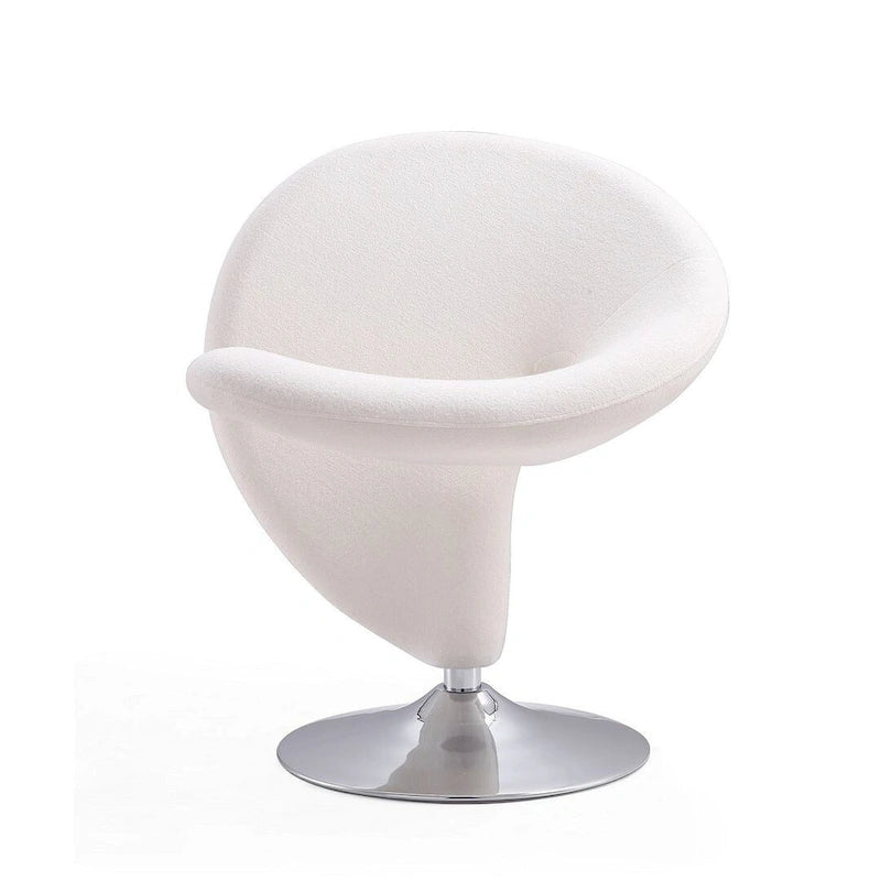 Poltrona girevole di design in misto lana cromato lucido