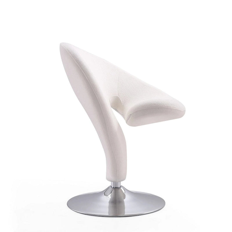 Poltrona girevole di design in misto lana cromato lucido