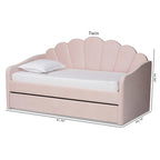 Letto da giorno moderno imbottito in velluto con letto estraibile rosa chiaro