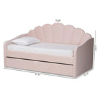 Letto da giorno moderno imbottito in velluto con letto estraibile rosa chiaro