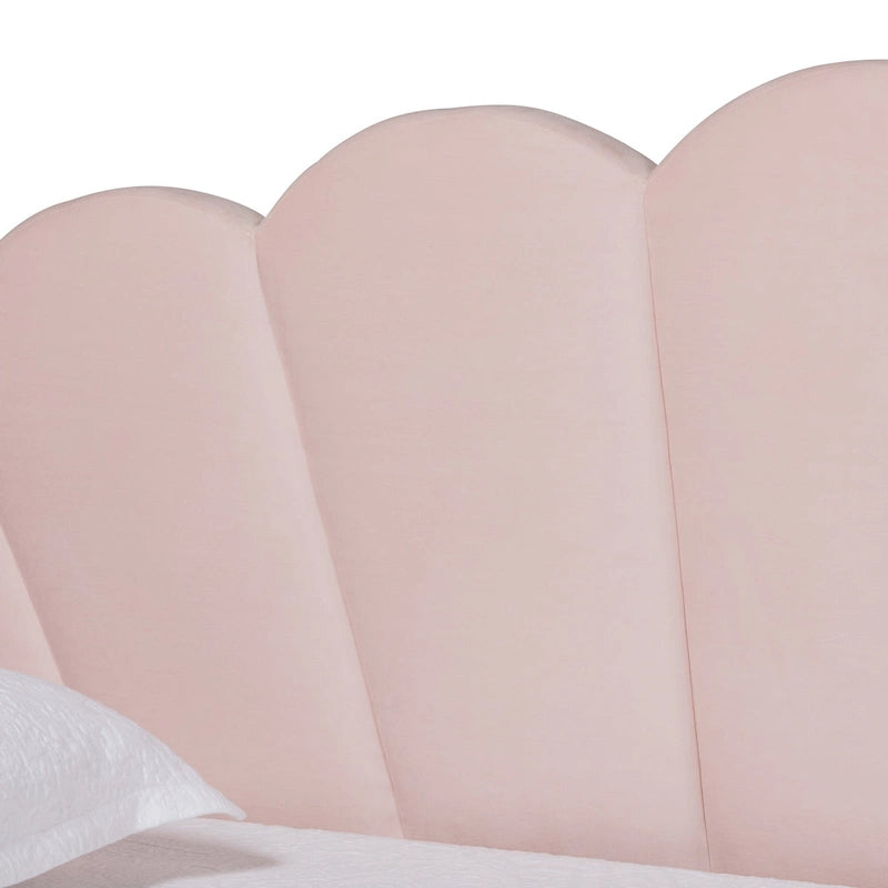 Letto da giorno moderno imbottito in velluto con letto estraibile rosa chiaro