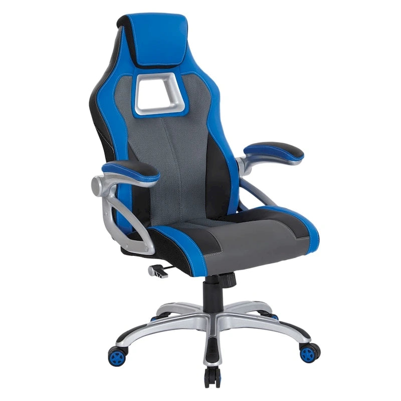 Sedia da gaming stile racing in similpelle e rete