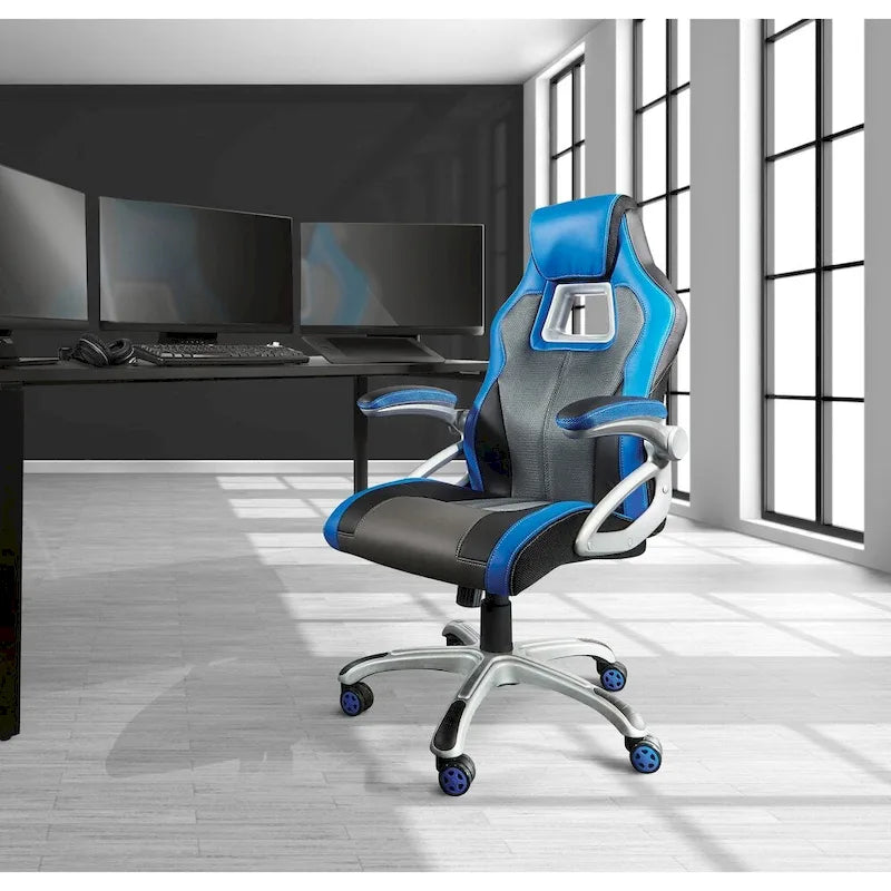 Sedia da gaming stile racing in similpelle e rete