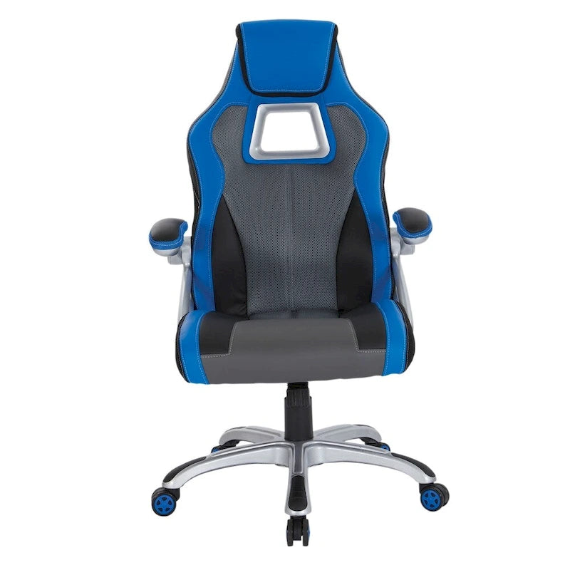 Sedia da gaming stile racing in similpelle e rete