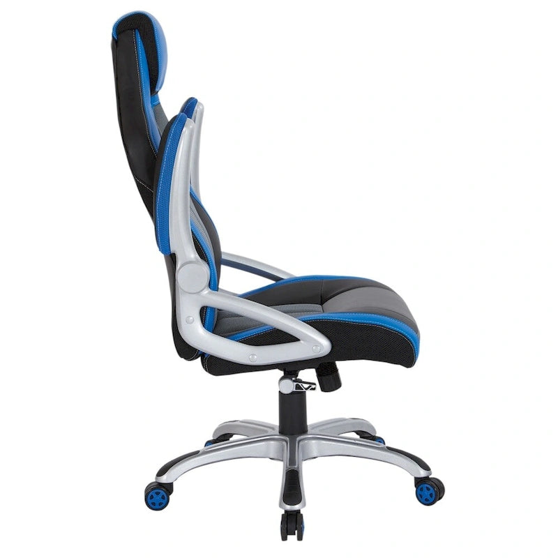 Sedia da gaming stile racing in similpelle e rete
