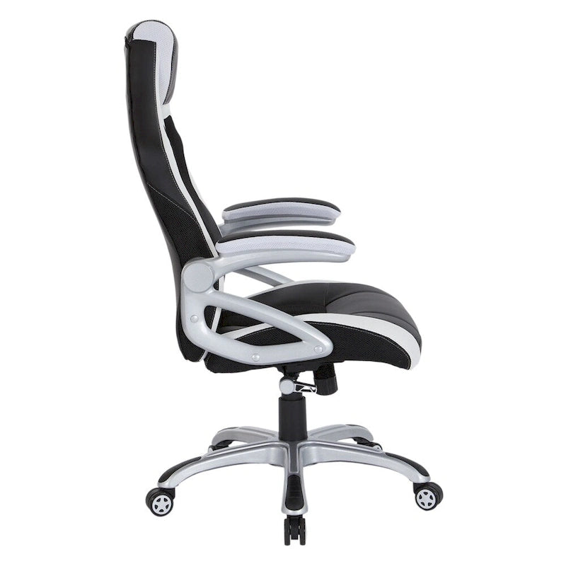 Sedia da gaming stile racing in similpelle e rete