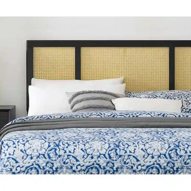 Testiera moderna in legno nero per letto matrimoniale queen size