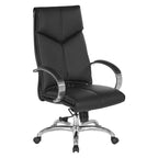 Sedia Direzionale Deluxe in Pelle Nera con Schienale Alto