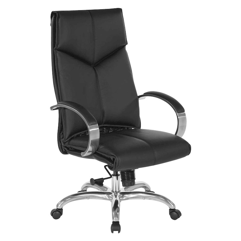 Sedia Direzionale Deluxe in Pelle Nera con Schienale Alto