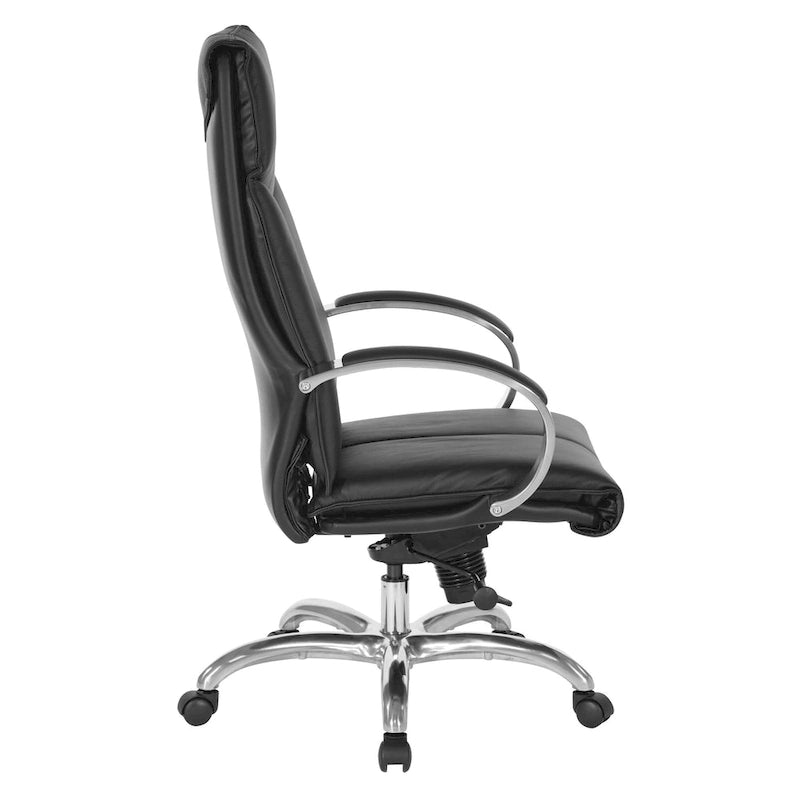 Sedia Direzionale Deluxe in Pelle Nera con Schienale Alto