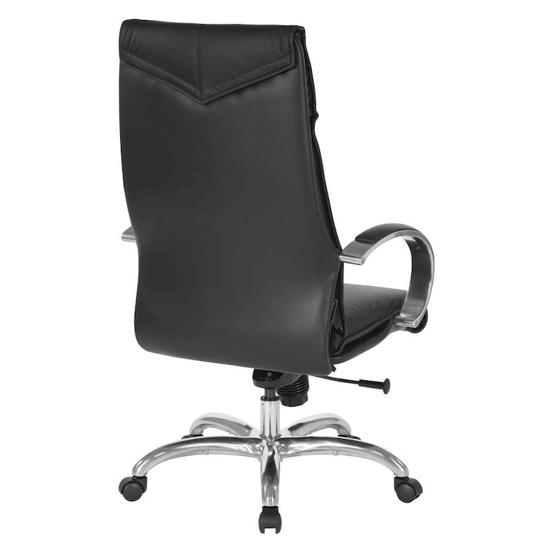 Sedia Direzionale Deluxe in Pelle Nera con Schienale Alto
