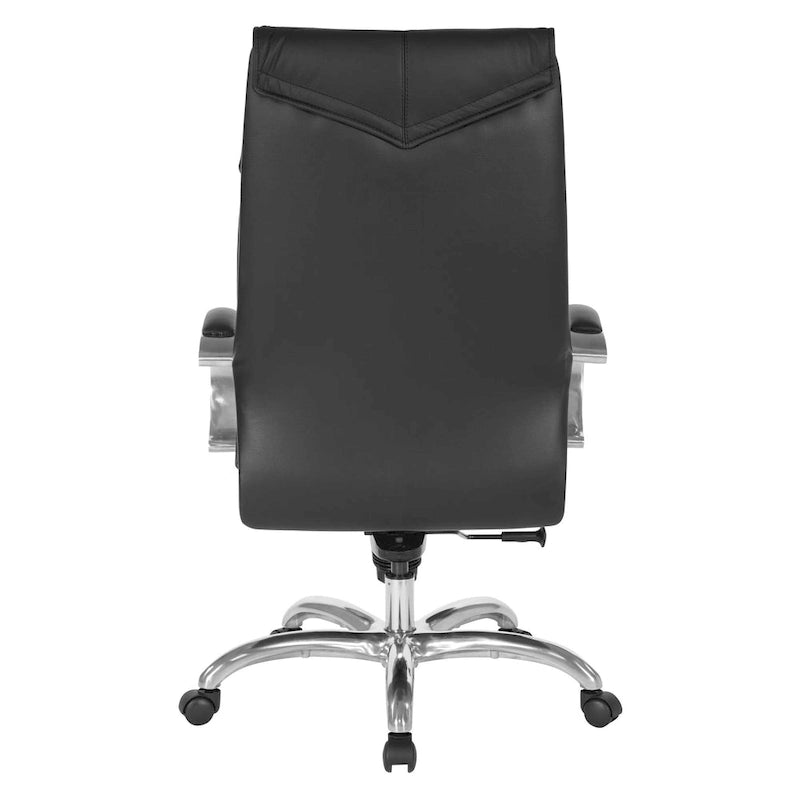 Sedia Direzionale Deluxe in Pelle Nera con Schienale Alto