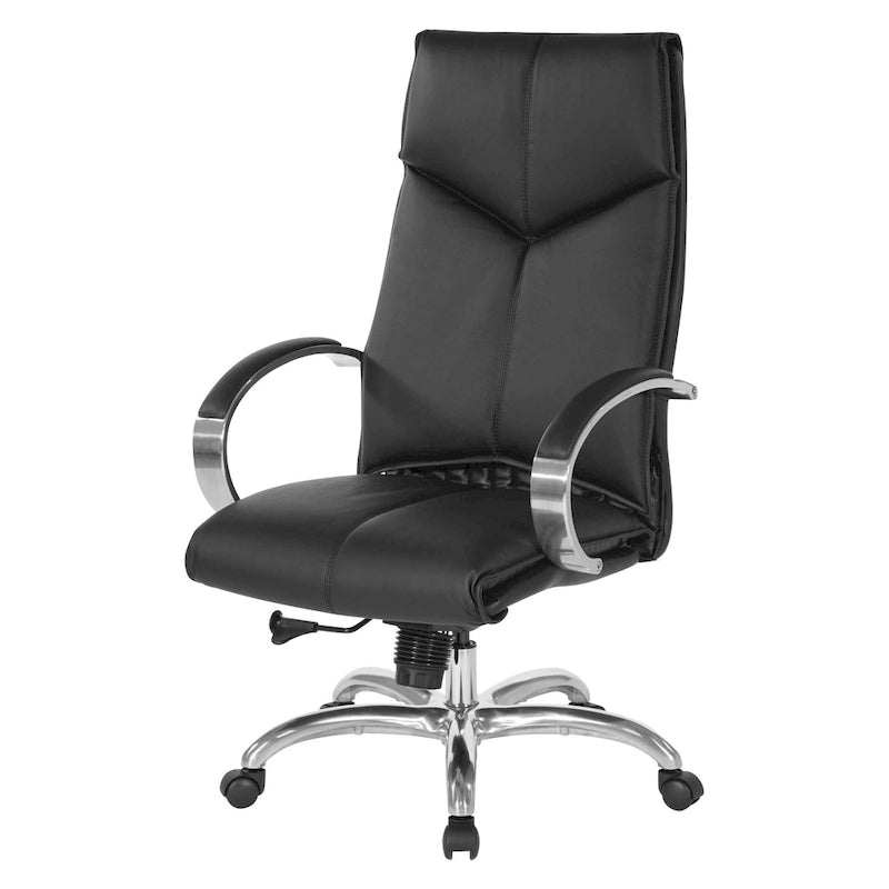 Sedia Direzionale Deluxe in Pelle Nera con Schienale Alto