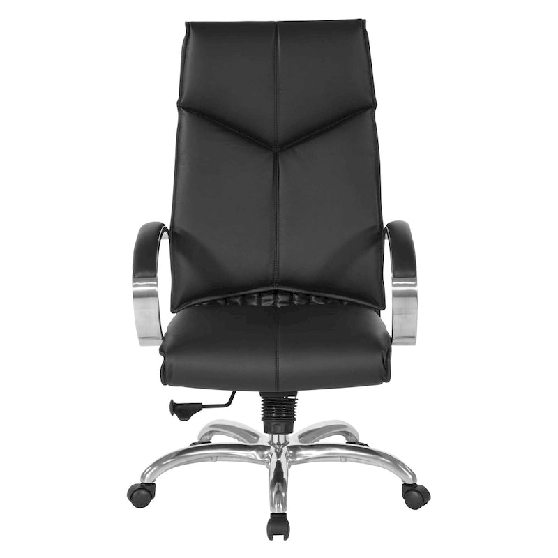 Sedia Direzionale Deluxe in Pelle Nera con Schienale Alto