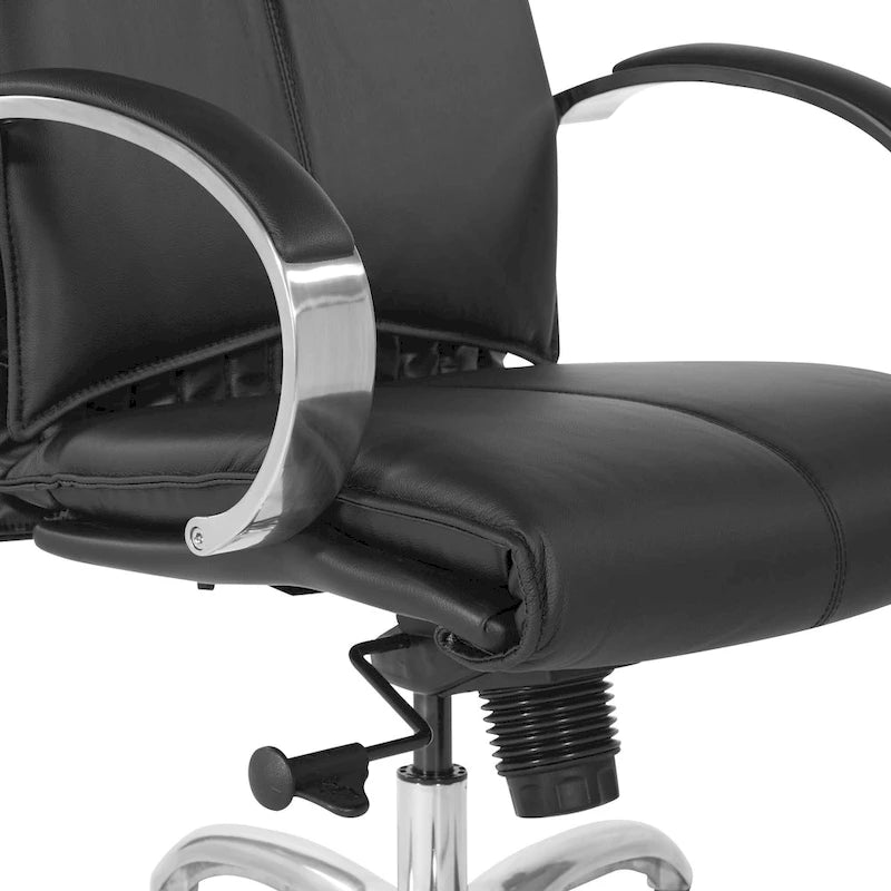 Sedia Direzionale Deluxe in Pelle Nera con Schienale Alto