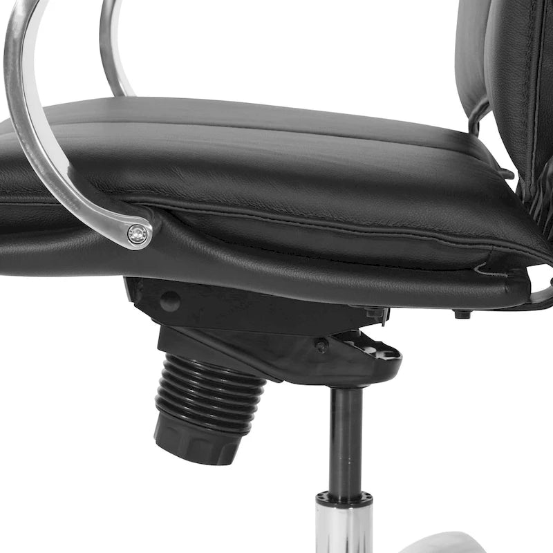 Sedia Direzionale Deluxe in Pelle Nera con Schienale Alto