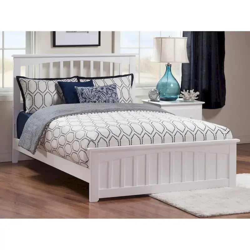 Base Letto Matrimoniale Queen con Pediera Abbinata in Bianco