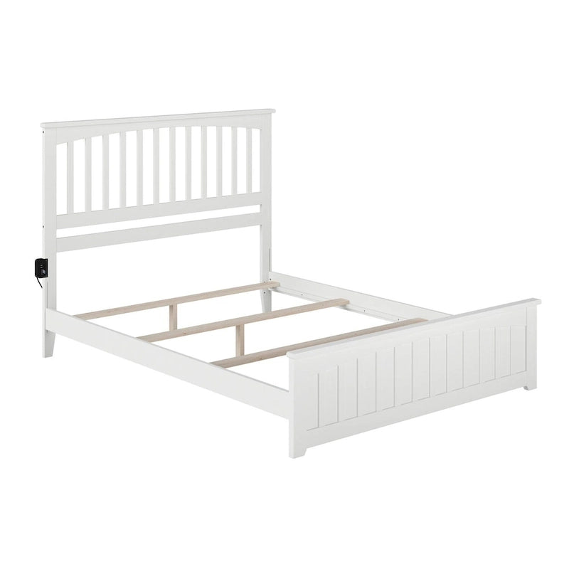 Base Letto Matrimoniale Queen con Pediera Abbinata in Bianco