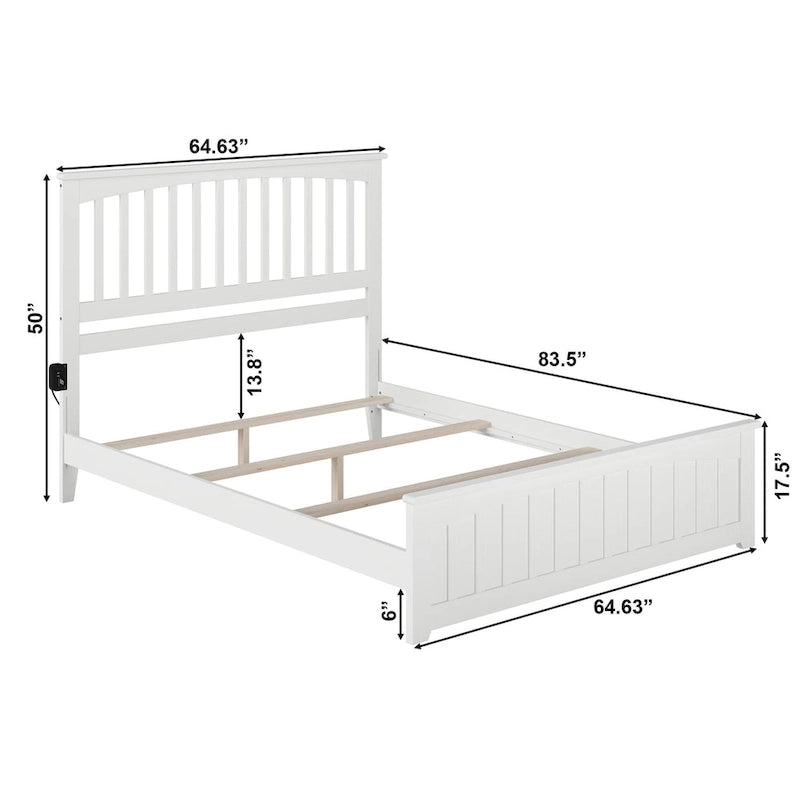 Base Letto Matrimoniale Queen con Pediera Abbinata in Bianco