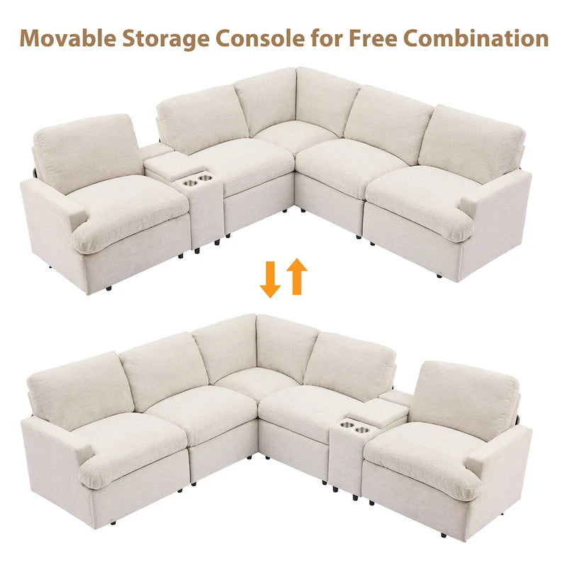Divano ad angolo reclinabile elettrico 104 per Home Theater, divano sezionale con contenitore, portabicchieri, porte USB e prese di corrente