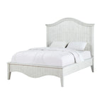 Letto king size California in legno massello con finitura decapata bianca