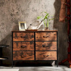 Cassettiera a 6 cassetti con struttura in metallo e piano in legno