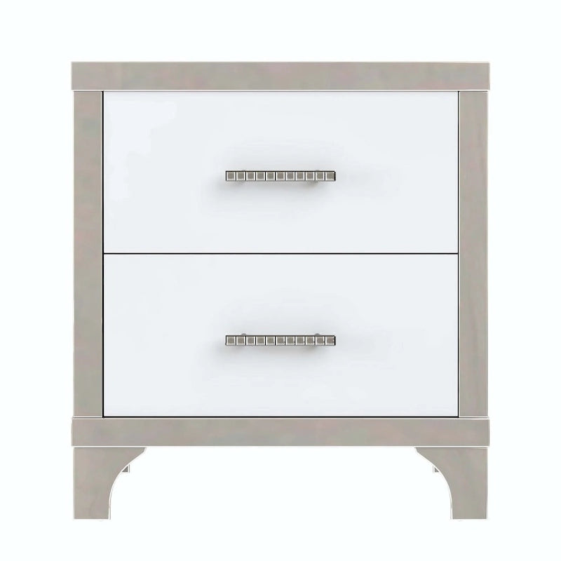 Comodino elegante a specchio lucido con maniglia in metallo