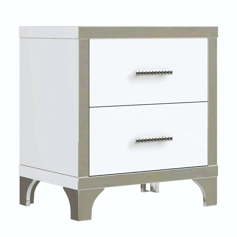 Comodino elegante a specchio lucido con maniglia in metallo