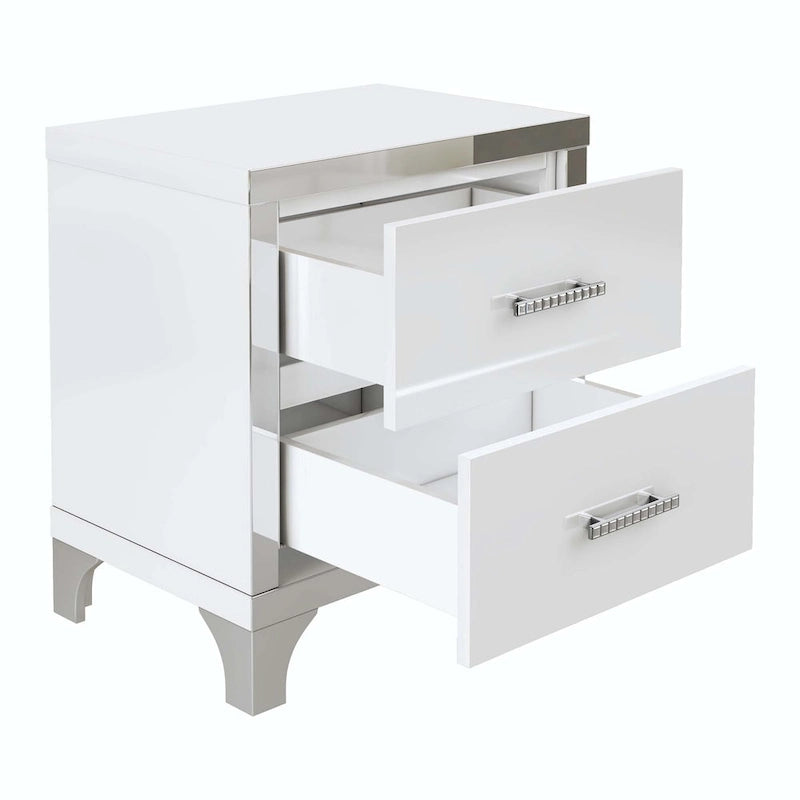 Comodino elegante a specchio lucido con maniglia in metallo