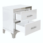 Comodino elegante a specchio lucido con maniglia in metallo