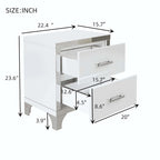 Comodino elegante a specchio lucido con maniglia in metallo