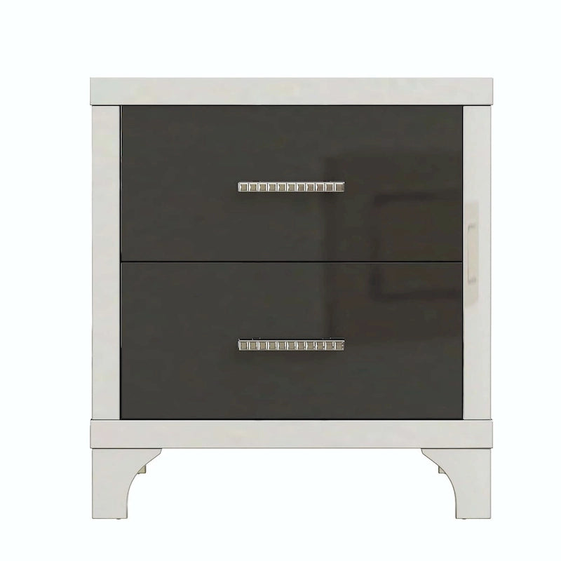 Comodino elegante a specchio lucido con maniglia in metallo